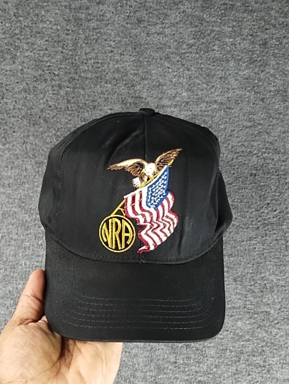 Black Embroidered Eagle & Flag Baseball Cap